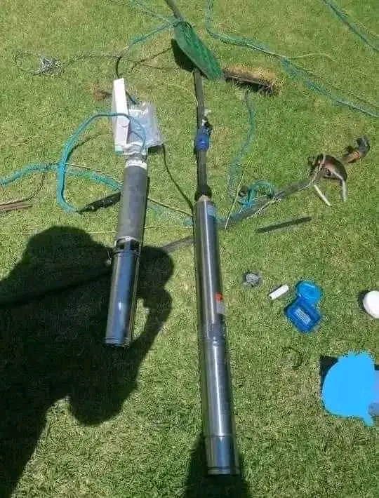 Submersible pump components and pipework ready for installation