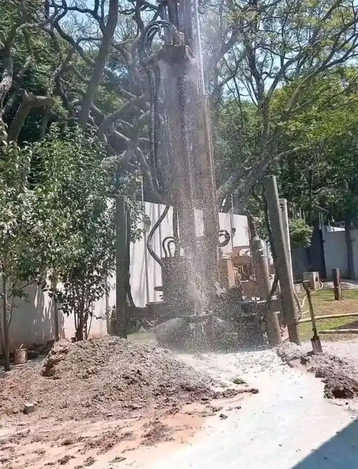 Borehole drilling equipment at a residential property